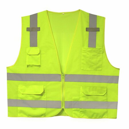 CORDOVA COR-BRITE Surveyor Vests, Lime, Solid Front Fabric & Polyester Mesh Back, 4XL VS2814XL